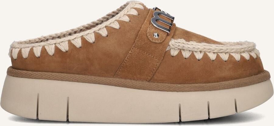 MOU Instappers Dames Bounce Clog Suède Cognac