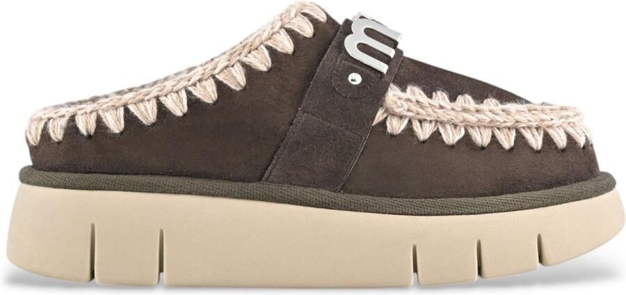 MOU Bounce Clog Metal Logo Pantoffels Dames Sloffen Bruin - Foto 7