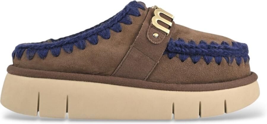 MOU Bruine Bounce Clog Metal Logo leren klompen