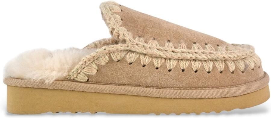Mou Bruine Schapenvacht Pantoffel Handgemaakt EVA-zool Brown Dames