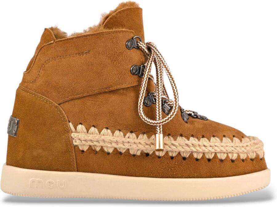 MOU Bruine New Inner Wedge enkellaarsjes van leer