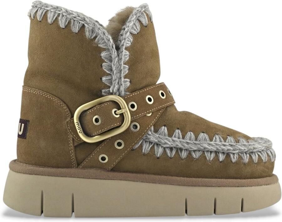 MOU Bruine riem leren enkellaarsjes