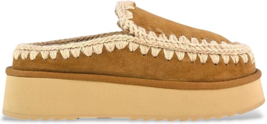MOU Instappers Dames Clog Eskimo Platform Suède Cognac - Foto 2