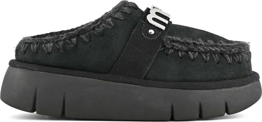 Mou Handgemaakte Bounce Clog met Gehaakte Details Black Dames - Foto 2