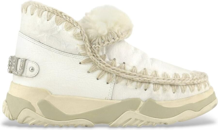 Mou Luxe lamsskin sneaker met gehaakte stiksels White Dames