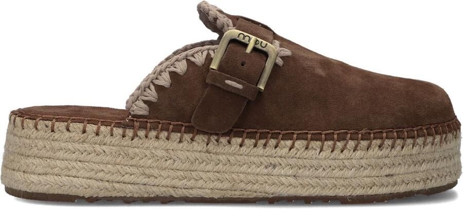 MOU Instappers Dames Jute Clog Plain Sue Maat: 39 Materiaal: Suède Kleur: Bruin - Foto 2