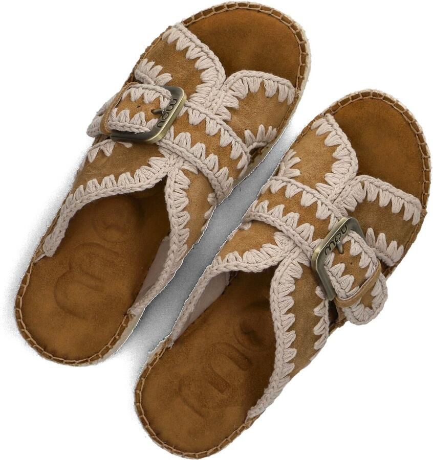 MOU Slippers Dames Jute Sandal Suède Bruin