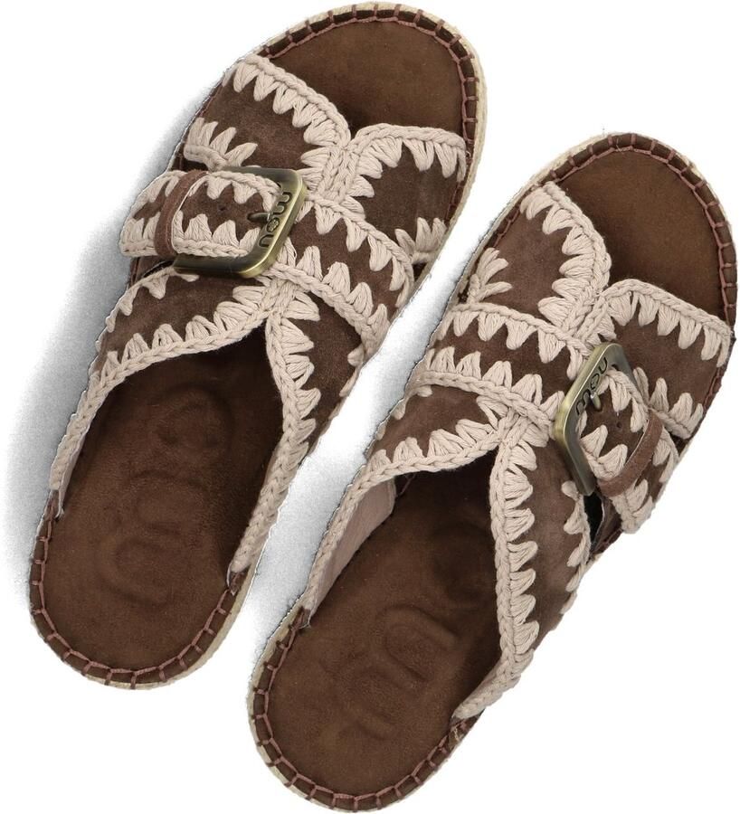 MOU Slippers Dames Jute Sandal Suède Bruin
