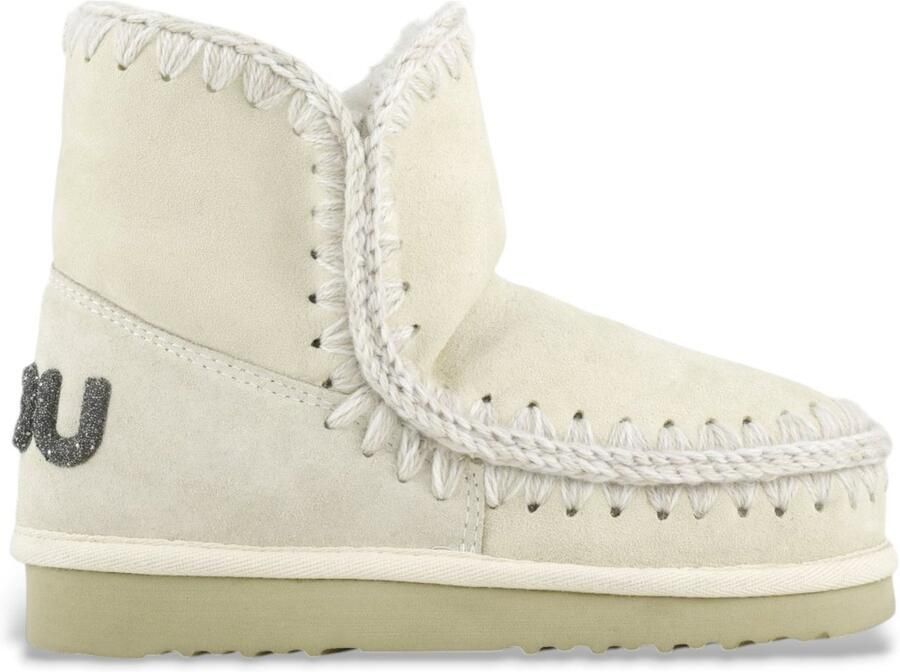 MOU Leren enkellaarsjes Eskimo 18 glitter logo vanille