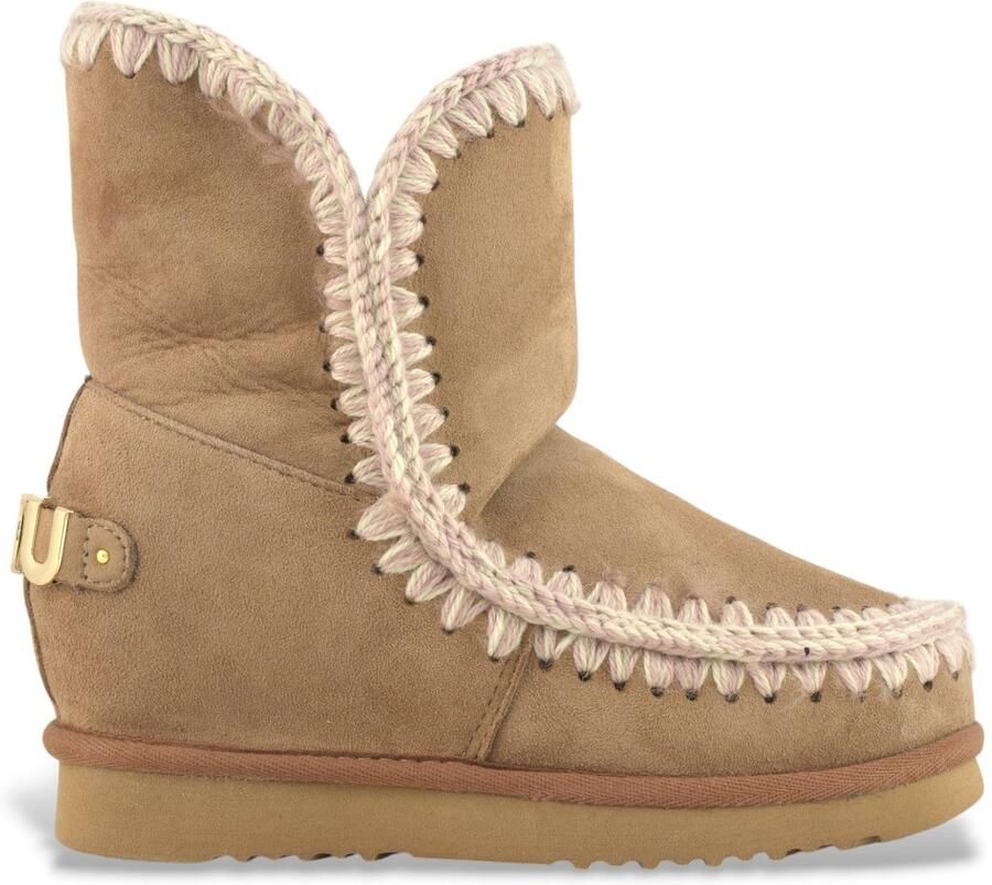 MOU Leren enkellaarsjes Inner WedgeSh groot metalen logo