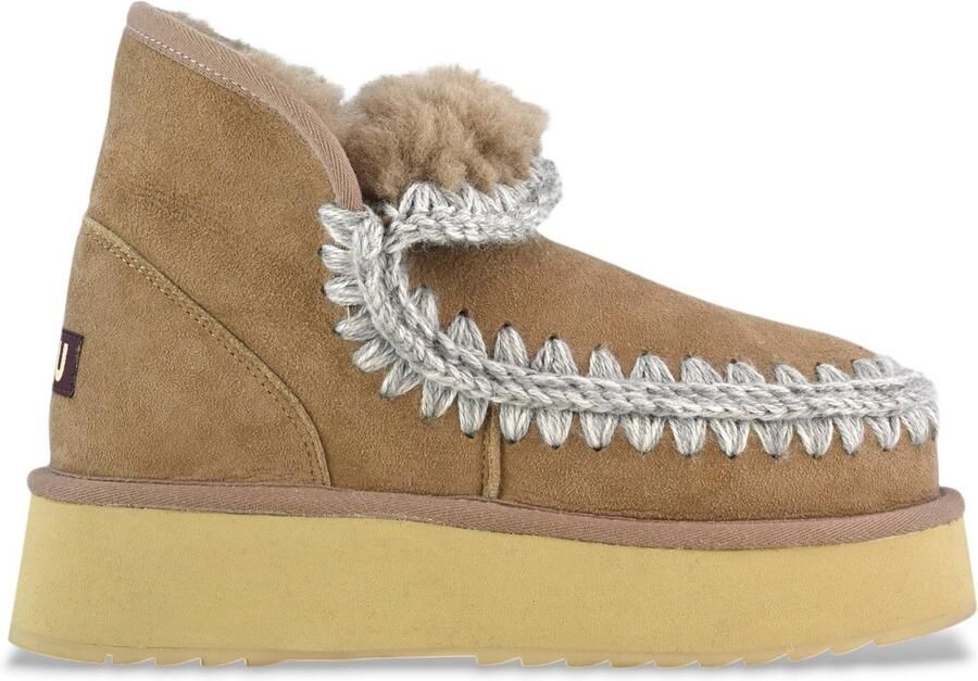 MOU Vachtlaarzen Dames Mini Eskimo Platform Boot Maat: 40 Materiaal: Suède Kleur: Cognac - Foto 2