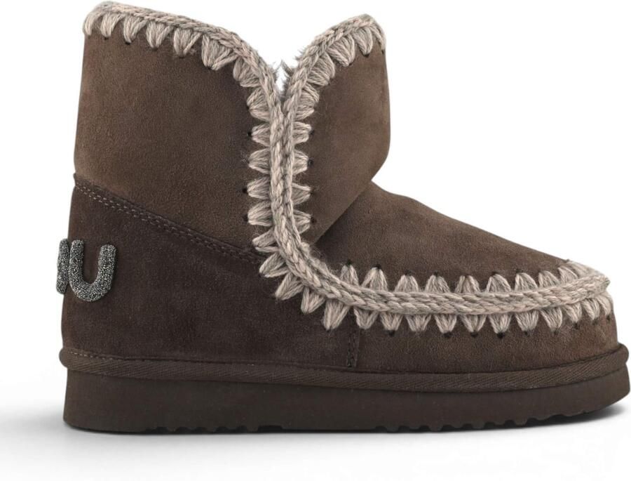 MOU Leren Eskimo 18 Glitter Logo bruine enkellaarzen