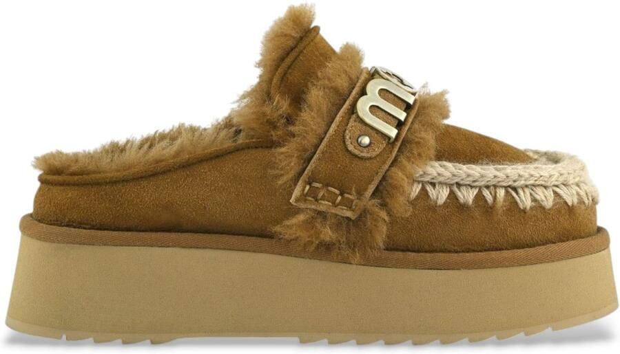 MOU Leren klompen met logo op bruine band