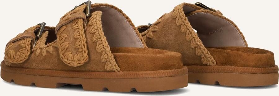 MOU Slippers Dames Low Bio Sandal 2buckles Monoch Maat: 38 Materiaal: Suède Kleur: Cognac - Foto 2