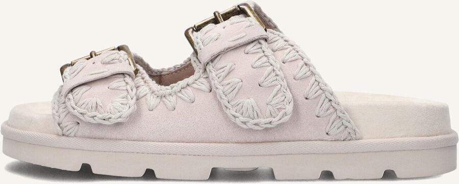 MOU Slippers Dames Low Bio Sandal 2buckles Monoch Maat: 36 Materiaal: Suède Kleur: Grijs - Foto 2