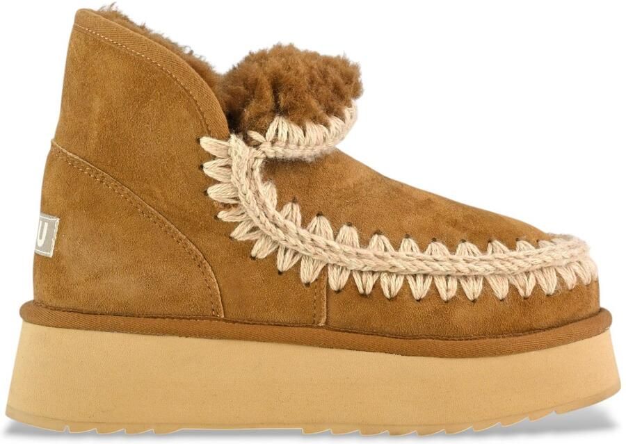 MOU Vachtlaarzen Dames Mini Eskimo Platform Boot Suède Cognac - Foto 2