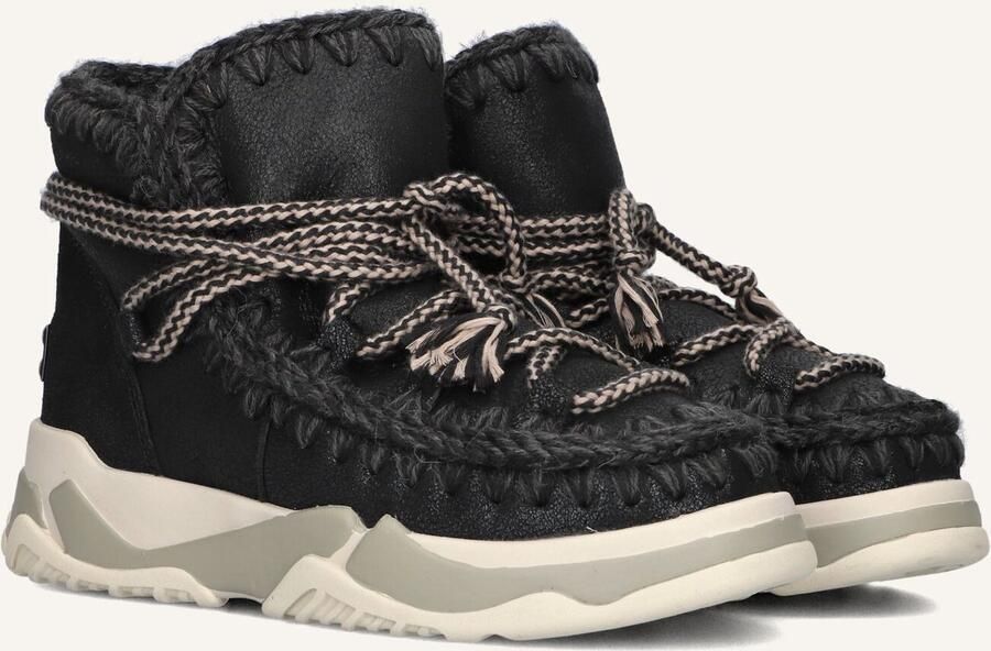 MOU Snowboots Dames Trainer 02 Scoubidoo Lace Leer Zwart