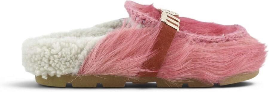 MOU Winter Bio Slide Long Hair Ponyskin pantoffels van leer