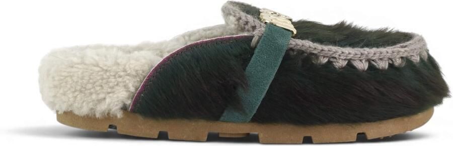 MOU Winter Bio Slide Long Hair Ponyskin pantoffels van leer in het