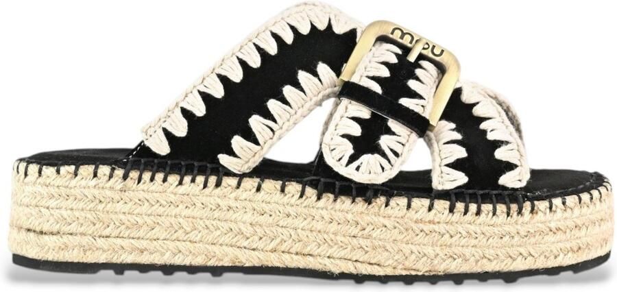 Mou Zwarte Leren Sandalen voor Vrouwen