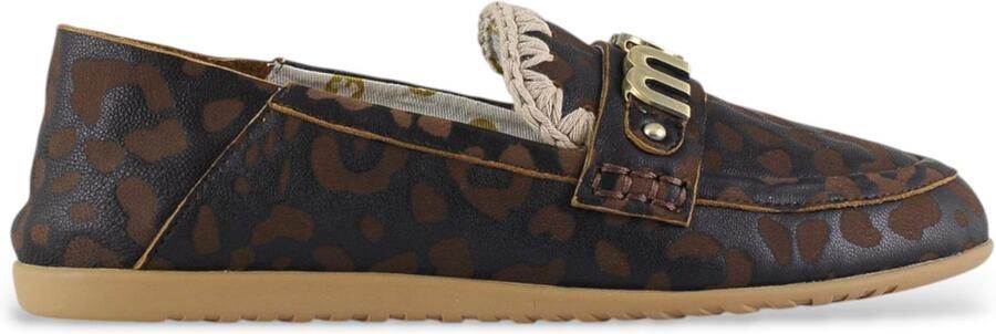 MOU Zwarte Leo Print suède loafers