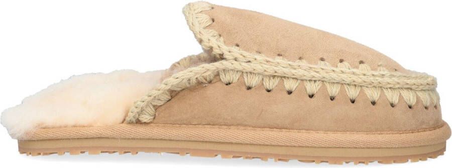 MOU Slipper Full Eskimo Stitch Pantoffels Sloffen Dames Camel