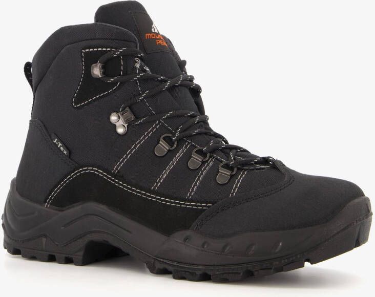 Mountain Peak leren heren wandelschoenen zwart Uitneembare zool
