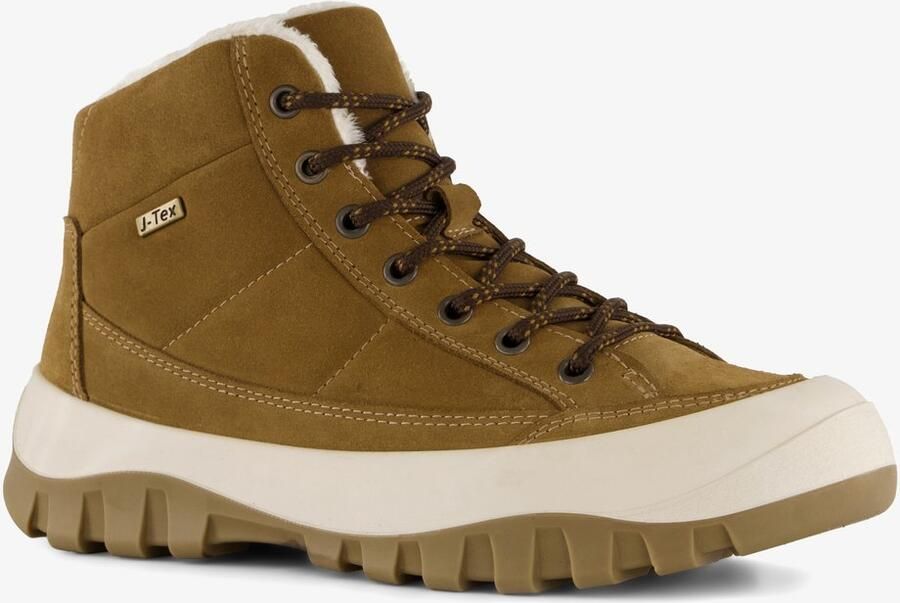 Mountain Peak suède dames veterboots cognac Uitneembare zool