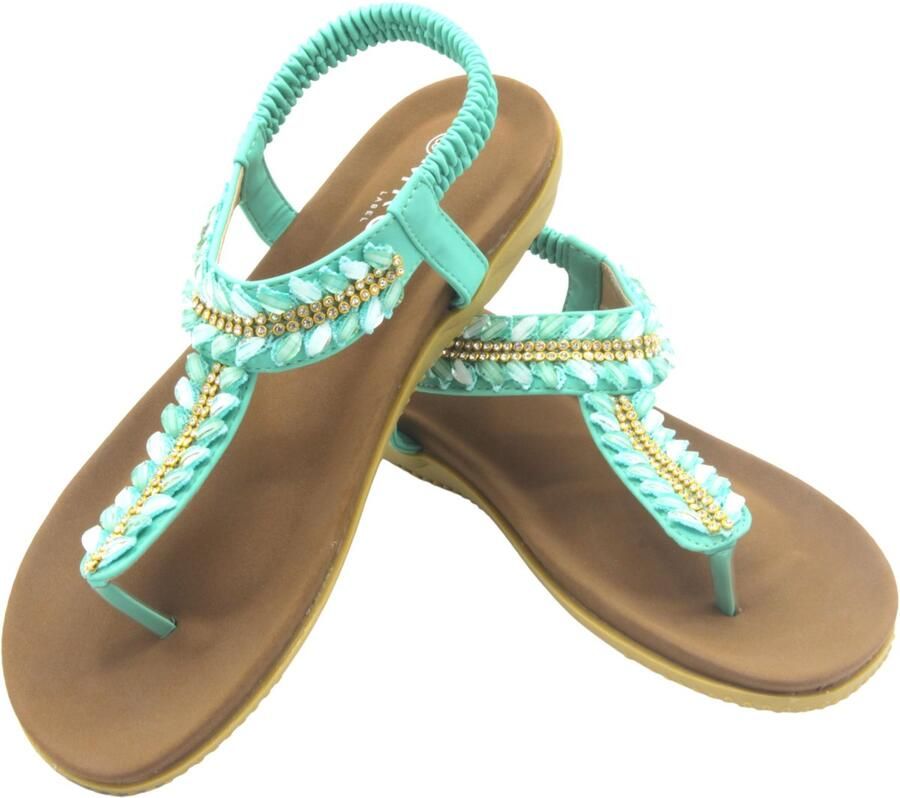 Mrchlabel Mrch Label Eke Dames Sandalen Slippers Groen Schelpjes - Foto 6