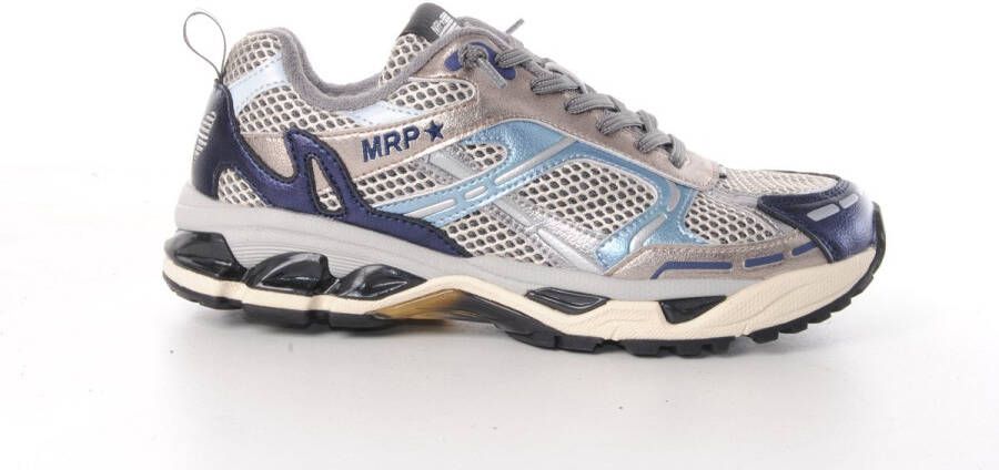 MRP dames sneakers Snatch leder en mesh blauw en zilver