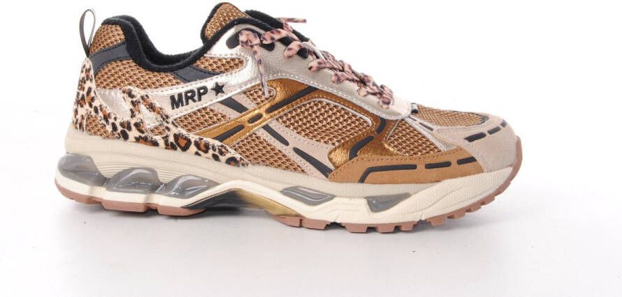 MRP dames sneakers Snatch suède leder en mesh beige en goud