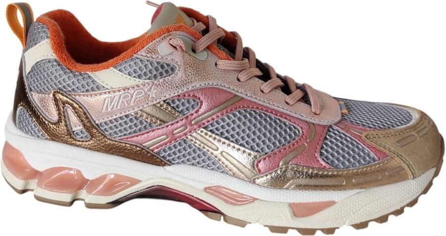 MRP dames sneaker Melrose D suède en mesh beige grijs roze