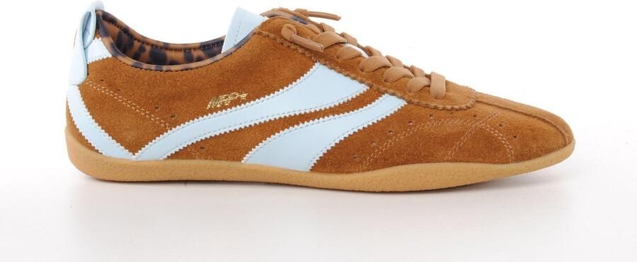 MRP dames sneaker Runaway suède en leer naturel en lichtblauw