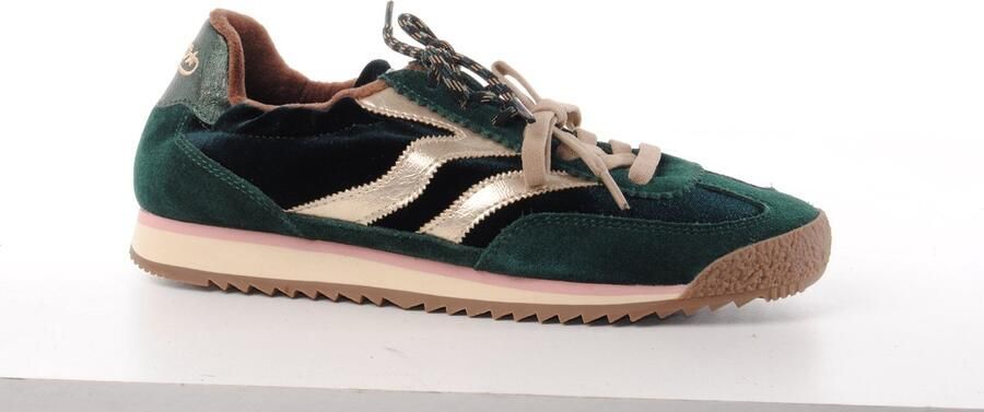 MRP dames sneaker Utah suède en velours groen en beige