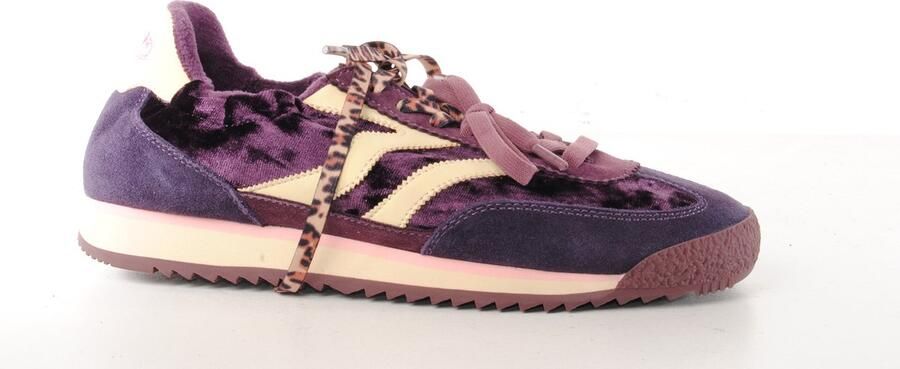 MRP dames sneaker Utah suède en velours paars en beige