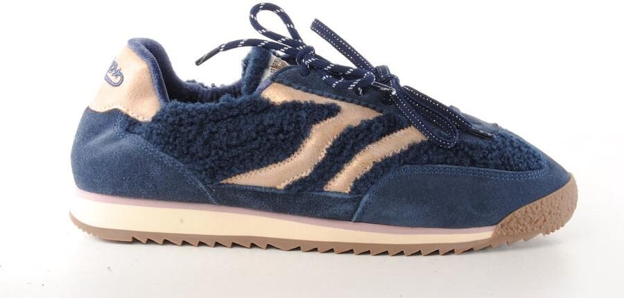 MRP dames sneaker Utah suède en wol blauw goud