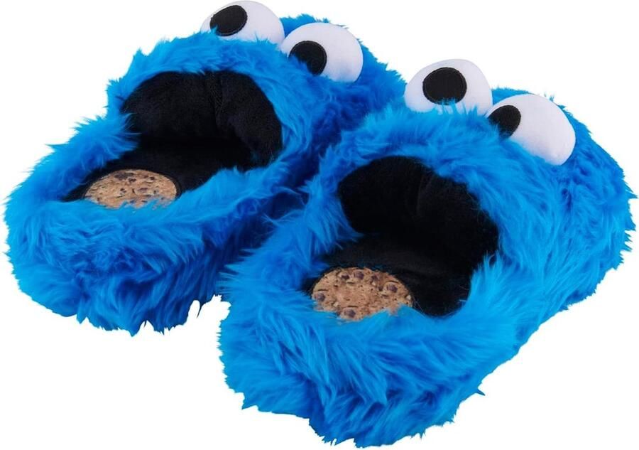 Mrs. Jones 44-46 3D pluche slippers Sesamstraat Kruimelmonster Cookie Monster blauw met motief - Foto 1