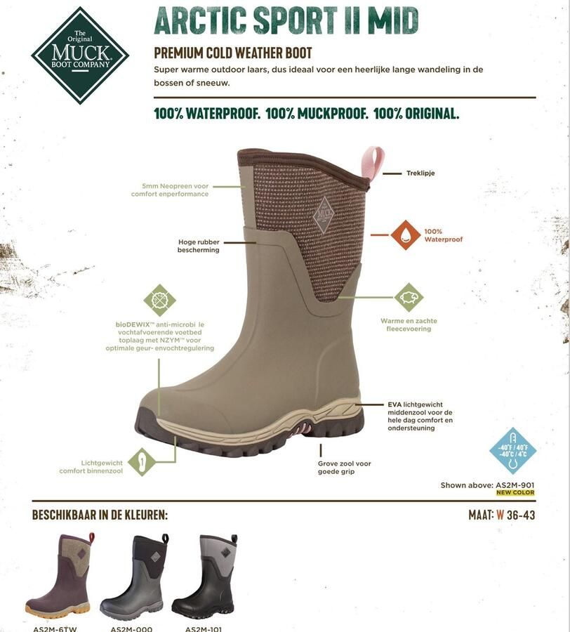 Muck Boot Arctic Sport II Mid Bordeaux Tweed Dames Winterlaarzen - Foto 3