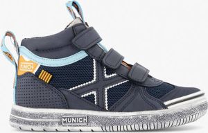 Munich Donkerblauwe hoge sneaker klittenband