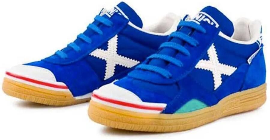 Munich Gresca Jr. zaalvoetbalschoenen kobaltblauw wit Imitatieleer 33