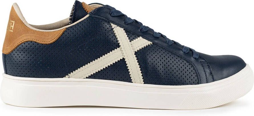 Munich Blauw Navy Leren Sneakers Rete 82 Blauw Heren