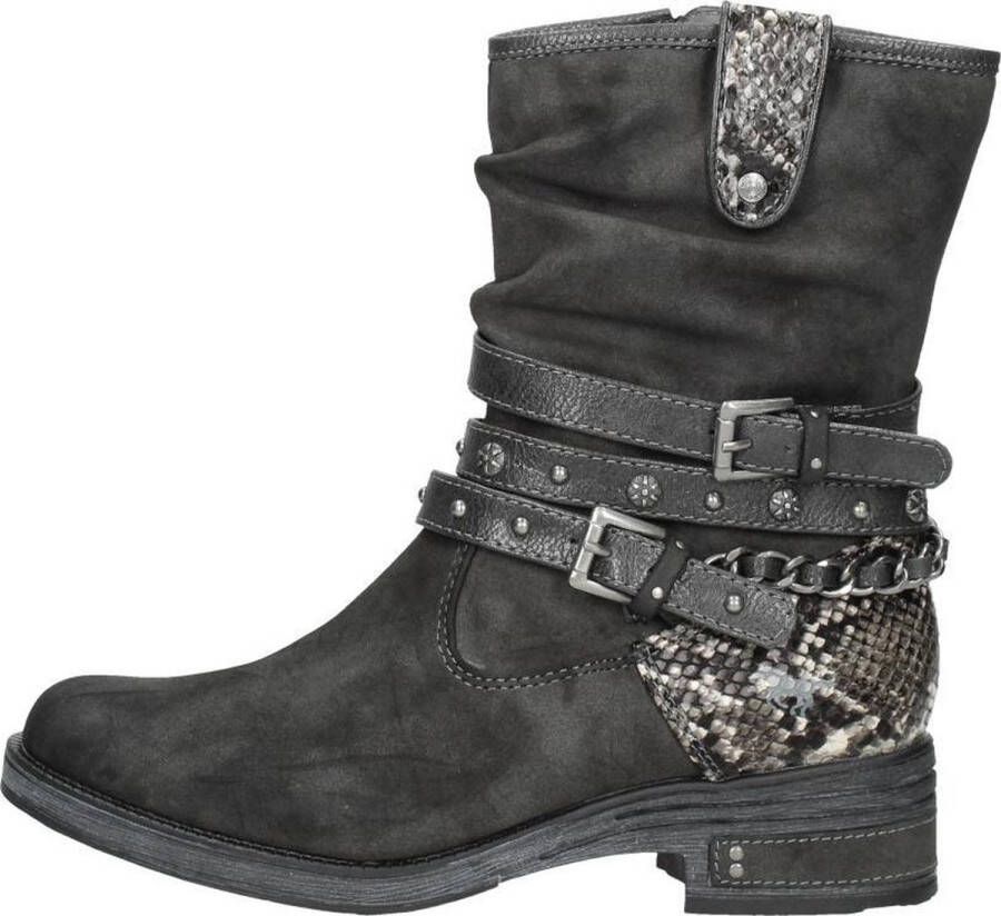 Mustang Dames enkellaarsjes Plat donkergrijs - Schoenen.nl