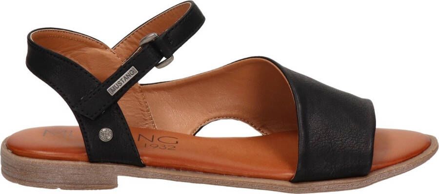 Mustang Zwarte zomersandalen met klittenbandsluiting Black Dames