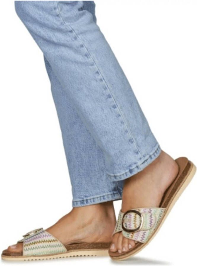 Mustang Shoes Slippers flats zomerschoen sandaal in vlechtlook