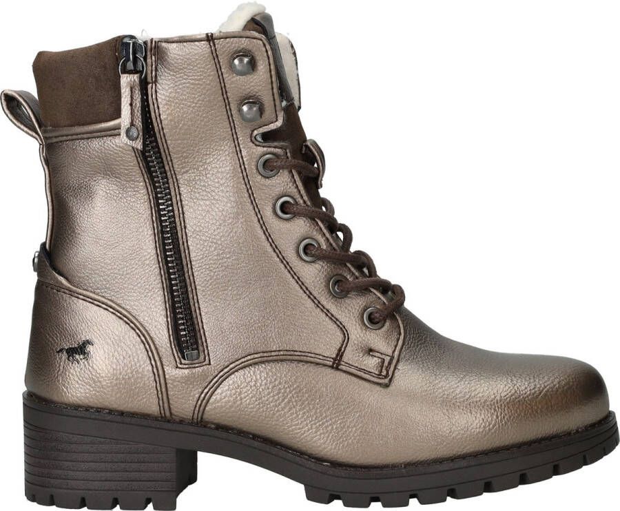 Mustang Shoes Veterschoenen enkellaars hakken in metallic-look smalle vorm