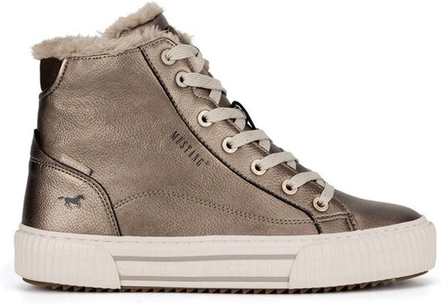 Mustang 1442-602-221 hoge sneakers schoenen gevoerd Rits en Veters kleur brons