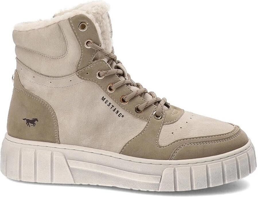 Mustang 1446-602-243 halfhoge gevoerde schoenen Ivory rits en veters - Foto 1