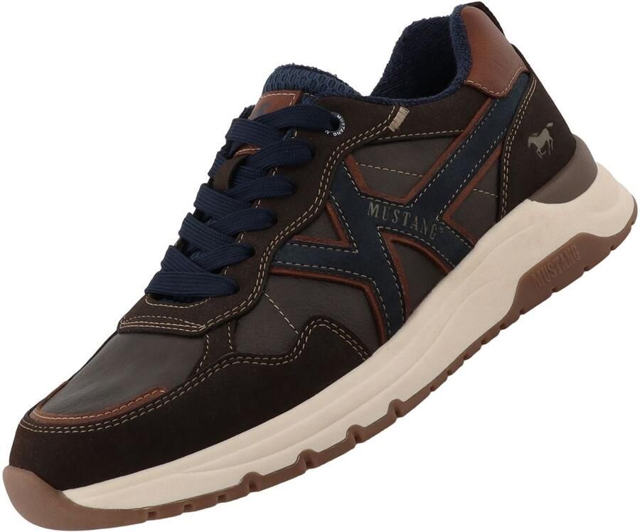 Mustang 26M0291006 herensneaker bruin blauw