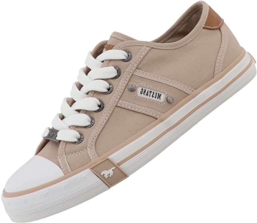 Mustang dames canvas sneaker beige