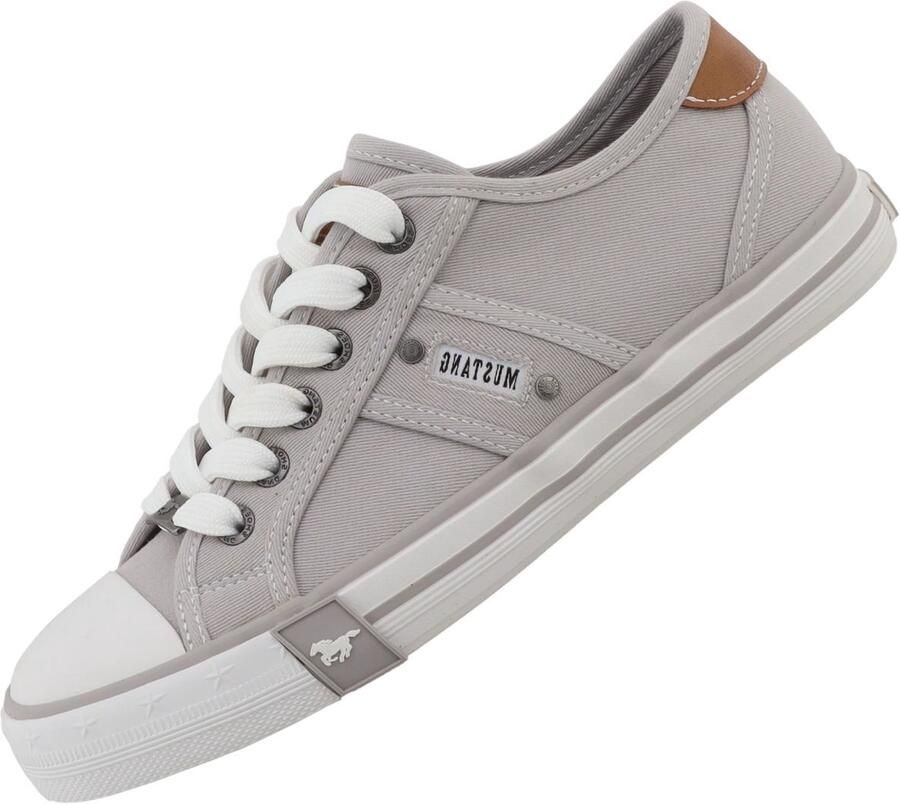 Mustang dames canvas sneaker grijs